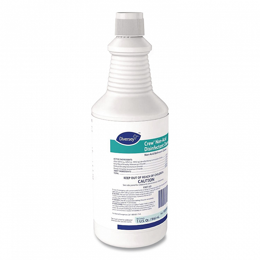 Crew Restroom Floor and Surface Non-Acid Disinfectant Cleaner Empty Spray Bottle, 32 oz, Clear (D03905)