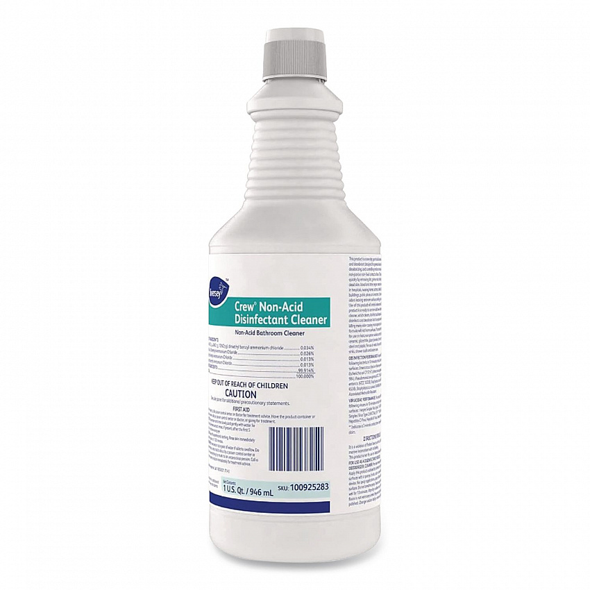 Crew Restroom Floor and Surface Non-Acid Disinfectant Cleaner Empty Spray Bottle, 32 oz, Clear (D03905)