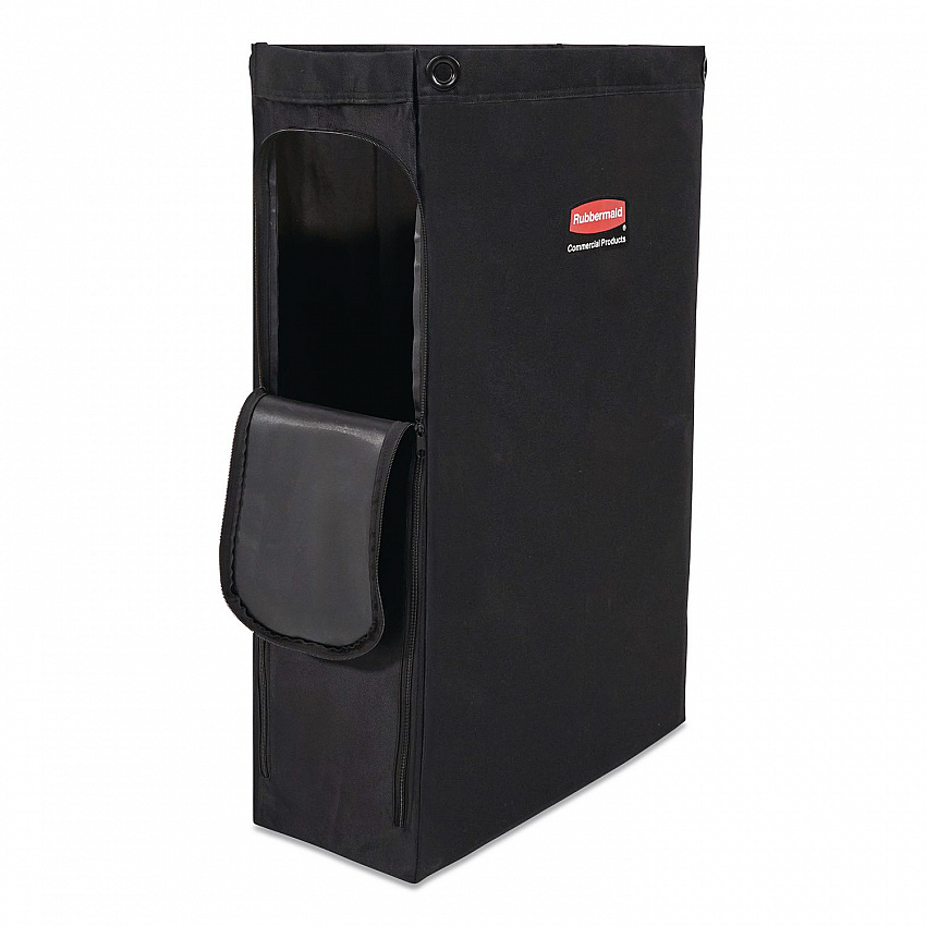 Side Load Linen Bag for Rubbermaid Commercial 2202581, 2202527, 2202587 Carts, 3.7 Bushels, 9 x 21.1 x 33, Black, 4/CT (2202526)