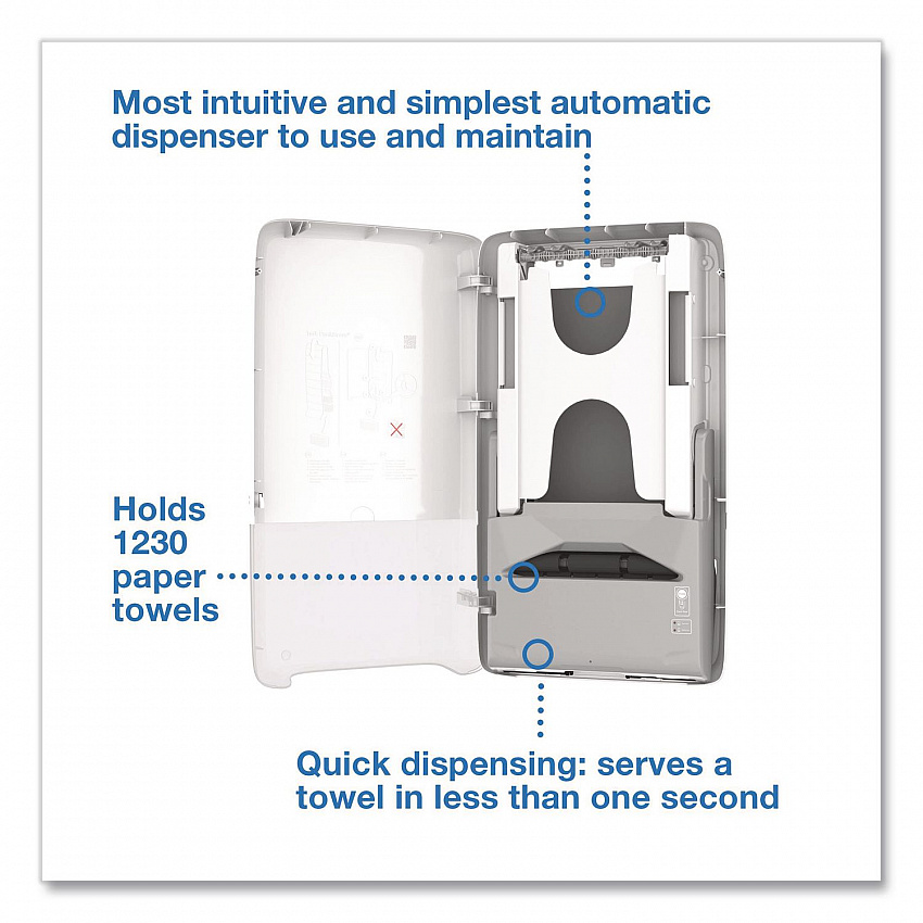 PeakServe Automatic Continuous Paper Hand Towel Dispenser, 14.47 x 4.04 x 25.15, White (552540)