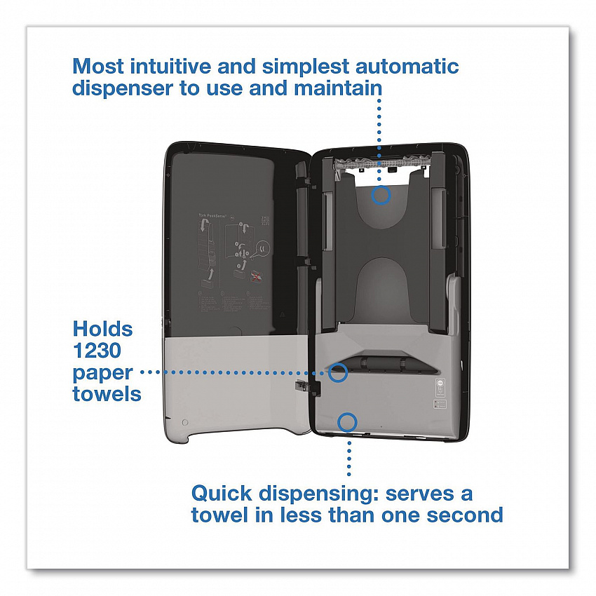PeakServe Automatic Continuous Paper Hand Towel Dispenser, 14.47 x 4.04 x 25.15, Black (552548)