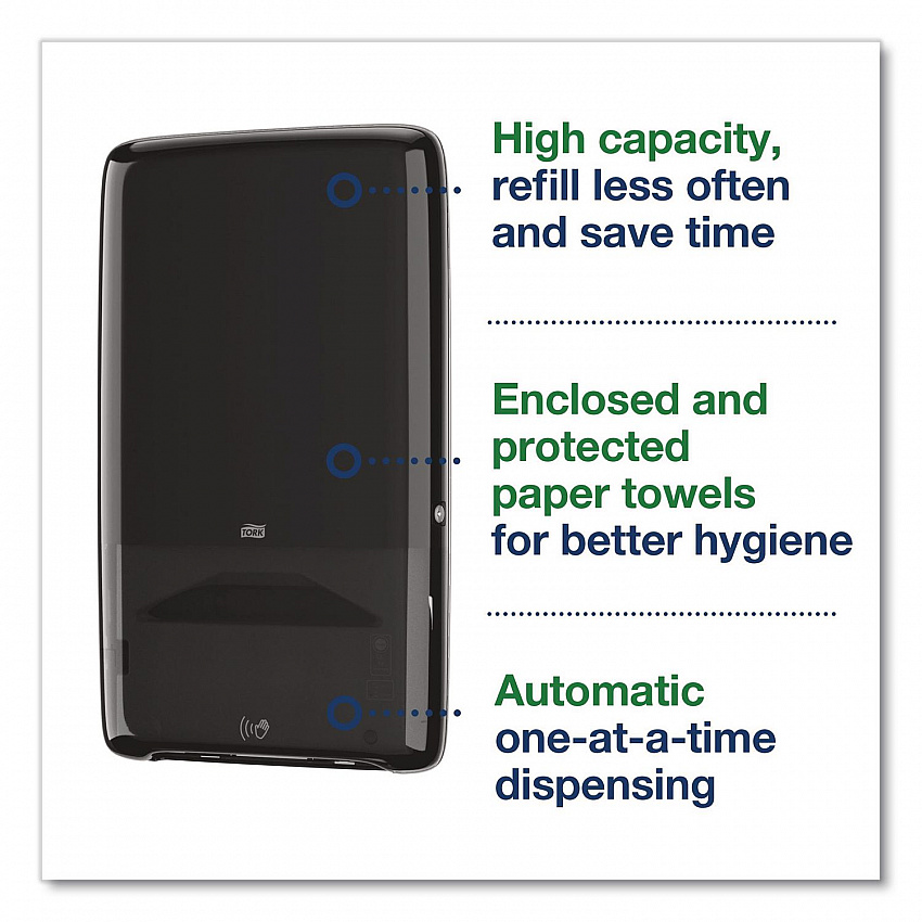 PeakServe Automatic Continuous Paper Hand Towel Dispenser, 14.47 x 4.04 x 25.15, Black (552548)