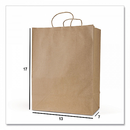 Get Reddi Paper Bags, Mercado Size, 65# Basis Weight, Twisted Rope Handles, 13 x 7 x 17, Brown, 250/Carton (KRFTW13717)