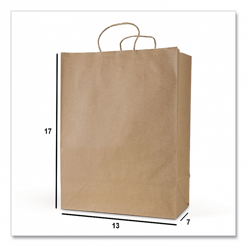Get Reddi Paper Bags, Mercado Size, 65# Basis Weight, Twisted Rope Handles, 13 x 7 x 17, Brown, 250/Carton (KRFTW13717)