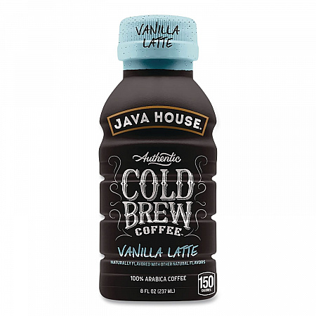 Cold Brew Coffee, Vanilla Latte, 8 oz Bottle, 24/Carton (HFP01785)