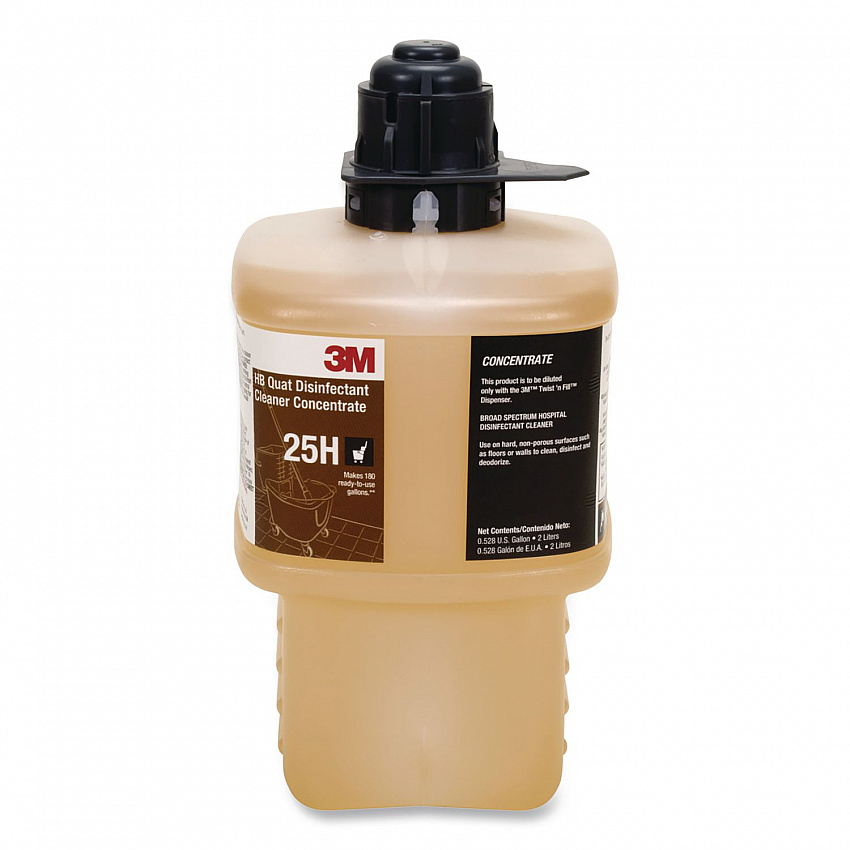 Twist 'N Fill HB Quat Disinfectant Cleaner Concentrate 25H, 2 L Twist 'N Fill Bottle, 6/Carton (25H)