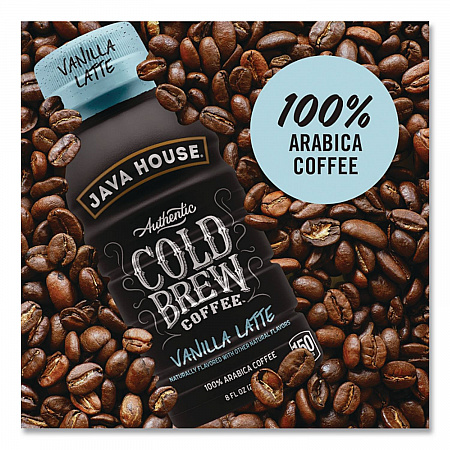 Cold Brew Coffee, Vanilla Latte, 8 oz Bottle, 24/Carton (HFP01785)