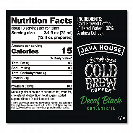 Cold Brew Coffee Concentrate, Decaf Black, 32 oz Bottle (HFP01809)