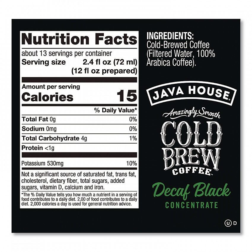 Cold Brew Coffee Concentrate, Decaf Black, 32 oz Bottle (HFP01809)