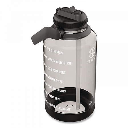 Tritan Motivational Plastic Water Bottle, 64 oz, Stormy Black (54145)