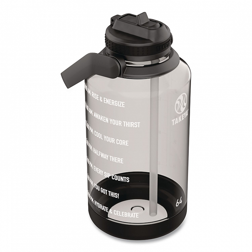 Tritan Motivational Plastic Water Bottle, 64 oz, Stormy Black (54145)