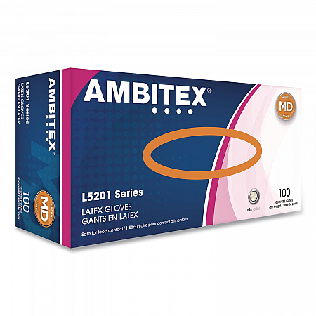 L5201 Series Powder-Free Latex Gloves, Medium, 4 mil Thick, 9