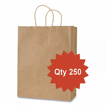 Get Reddi Paper Bags, Mercado Size, 65# Basis Weight, Twisted Rope Handles, 13 x 7 x 17, Brown, 250/Carton (KRFTW13717)