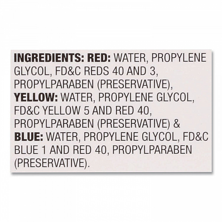 Food Coloring, Red/Yellow/Blue, 0.5 oz Bottle, 3/Box (MCM05308)