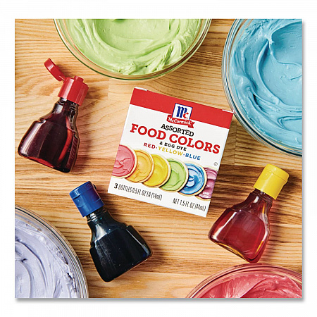 Food Coloring, Red/Yellow/Blue, 0.5 oz Bottle, 3/Box (MCM05308)