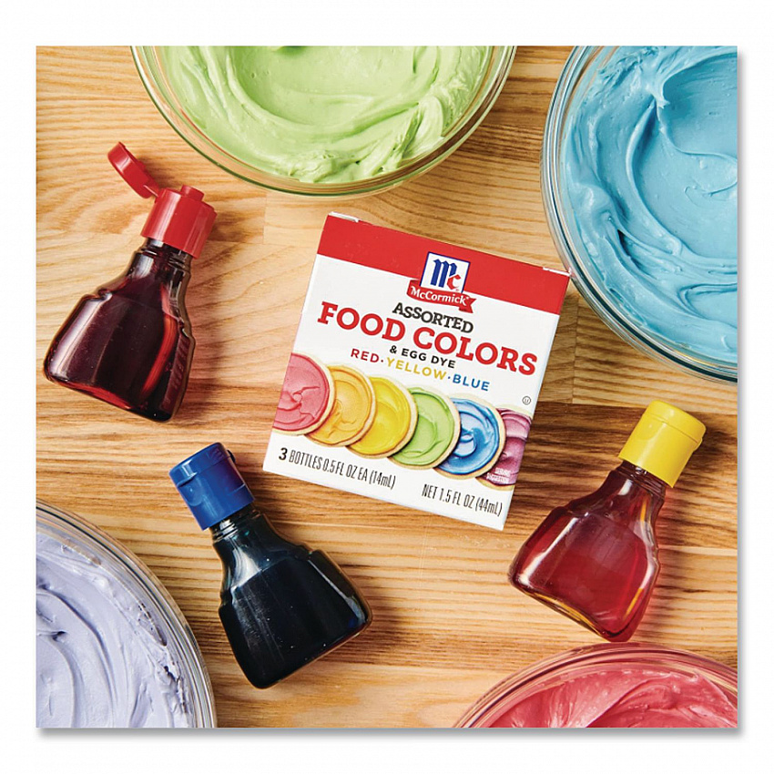 Food Coloring, Red/Yellow/Blue, 0.5 oz Bottle, 3/Box (MCM05308)