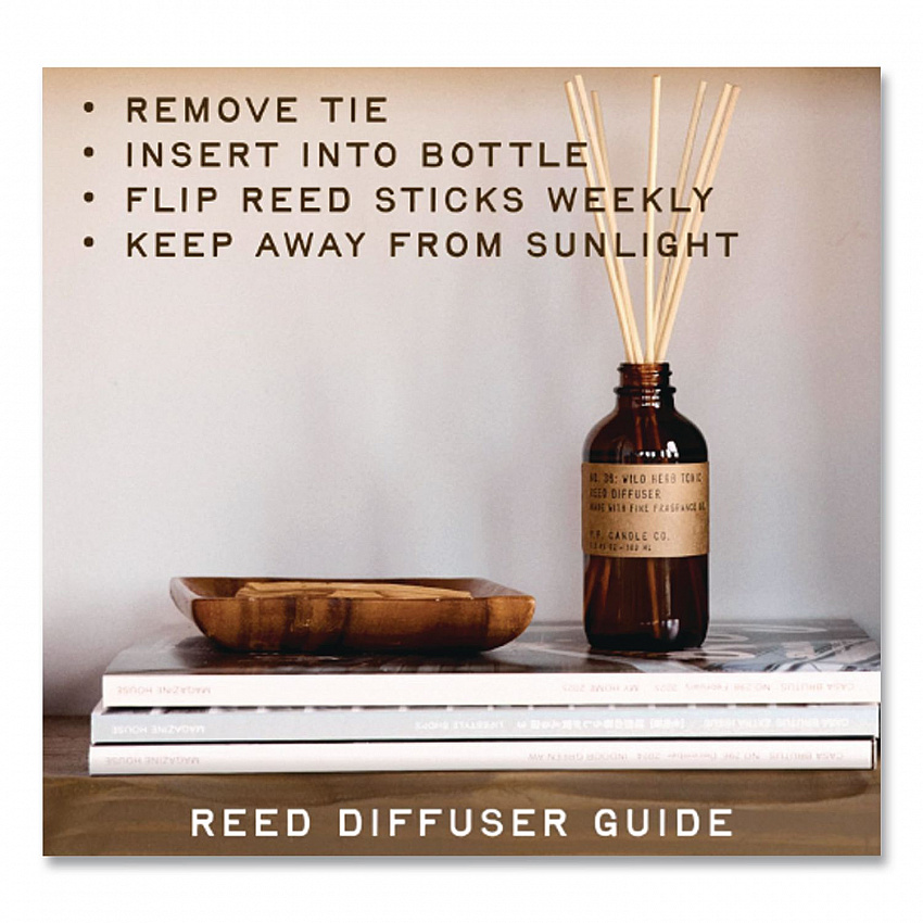 Reed Diffuser, Teakwood and Tobacco, 3.5 oz, 4.25" Bottle, 9" Reeds, Amber (RD4)