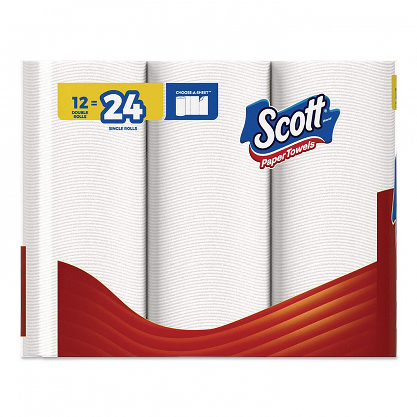 Choose-A-Sheet Kitchen Roll Paper Towels, Double-Roll, 1-Ply, 6.5 x 11, White, 102 Sheets/Roll, 12 Rolls/Pack (55416)