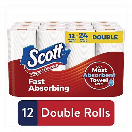 Choose-A-Sheet Kitchen Roll Paper Towels, Double-Roll, 1-Ply, 6.5 x 11, White, 102 Sheets/Roll, 12 Rolls/Pack (55416)