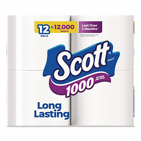1000 Bathroom Tissue, Septic Safe, 1-Ply, White, 1,000 Sheets/Roll, 12 Rolls/Pack, 4 Packs/Carton (10060)