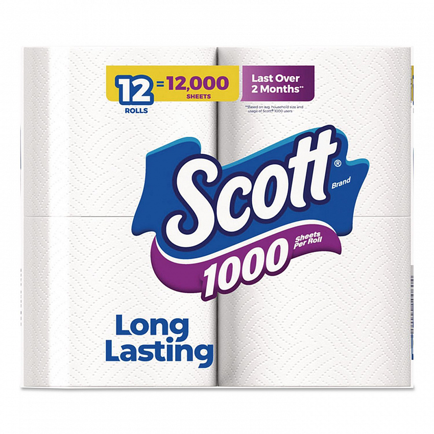 1000 Bathroom Tissue, Septic Safe, 1-Ply, White, 1,000 Sheets/Roll, 12 Rolls/Pack, 4 Packs/Carton (10060)