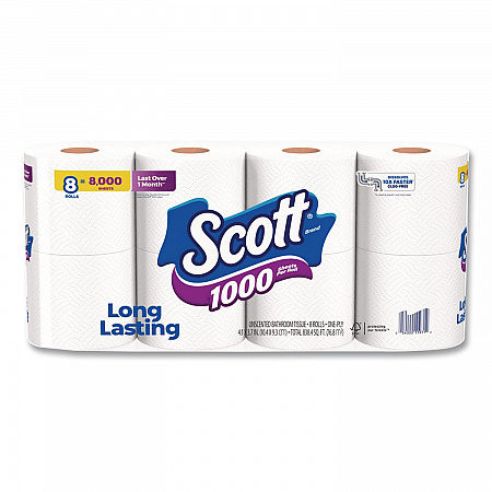 1000 Bathroom Tissue, Septic Safe, 1-Ply, White, 1,000 Sheets/Roll, 32 Rolls/Carton (49209)