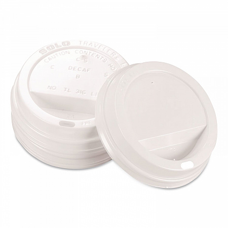 Traveler Hot Cup Lids, Fits 12 oz to 16 oz Hot Cups, Plastic, White, 100/Pack (896404)