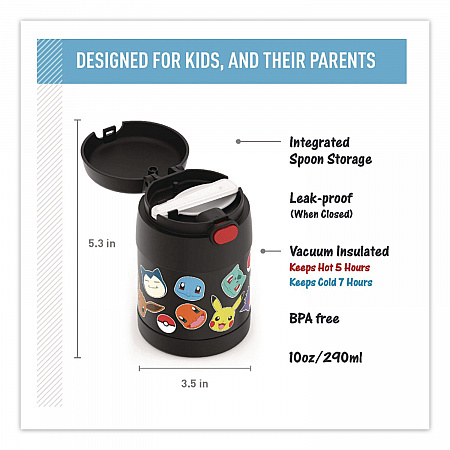 FUNtainer Pokemon Two-Compartment Food Jar, 10 oz, Black/Multicolor (F3103PM6M)