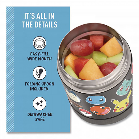 FUNtainer Pokemon Two-Compartment Food Jar, 10 oz, Black/Multicolor (F3103PM6M)