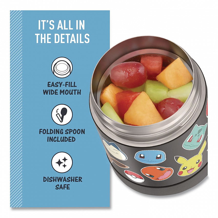FUNtainer Pokemon Two-Compartment Food Jar, 10 oz, Black/Multicolor (F3103PM6M)