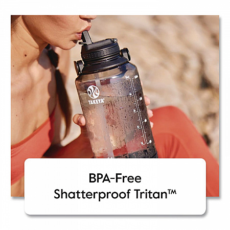 Tritan Motivational Plastic Water Bottle, 64 oz, Stormy Black (54145)