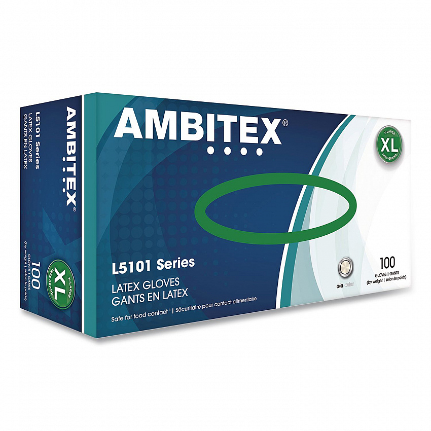 L5101 Series Powdered Latex Gloves, X-Large, 4 mil Thick, 9" Long, Cream, 100/Box, 10 Boxes/Carton (LXL5101CT)