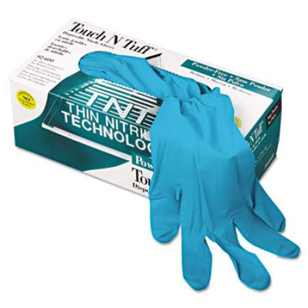 AnsellPro Touch N Tuff Nitrile Gloves, Teal, Size 7 1/2 - 8, 100/Box (92600758)