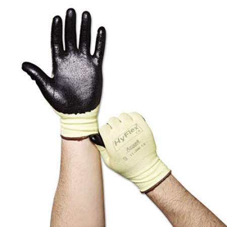 AnsellPro HyFlex Ultra Lightweight Assembly Gloves, Black/Yellow, Size 9, 12 Pairs (115009)