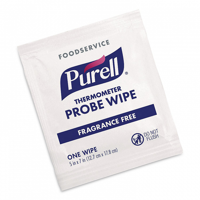 Foodservice Thermometer Probe Wipes, Individually Wrapped, 7 x 5, Fragrance-Free, White, 1,000/Carton (92111M)