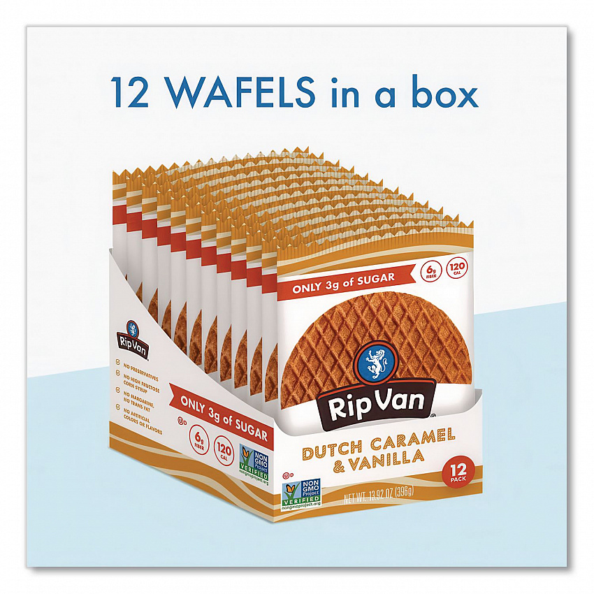 Wafels - Single Serve, Dutch Caramel and Vanilla, 1.16 oz Pack, 12/Box (00334)