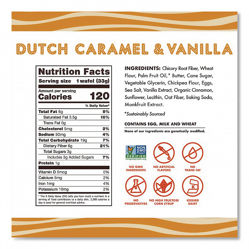 Wafels - Single Serve, Dutch Caramel and Vanilla, 1.16 oz Pack, 12/Box (00334)