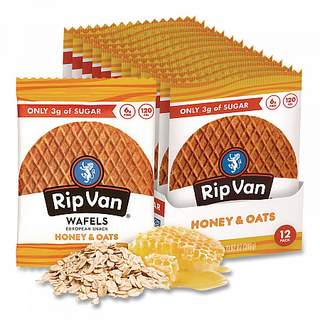 Wafels - Single Serve, Honey and Oats, 1.16 oz Pack, 12/Box (00336)
