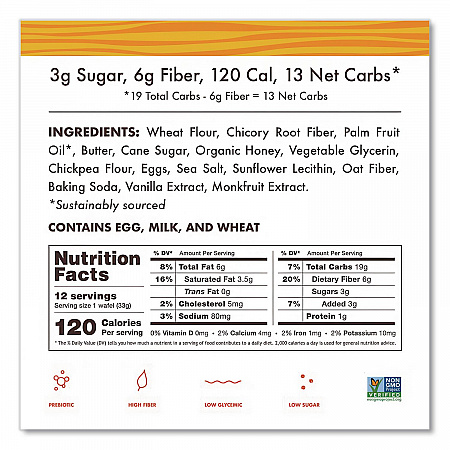 Wafels - Single Serve, Honey and Oats, 1.16 oz Pack, 12/Box (00336)