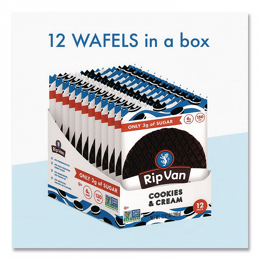 Wafels - Single Serve, Cookies and Cream, 1.16 oz Pack, 12/Box (00388)