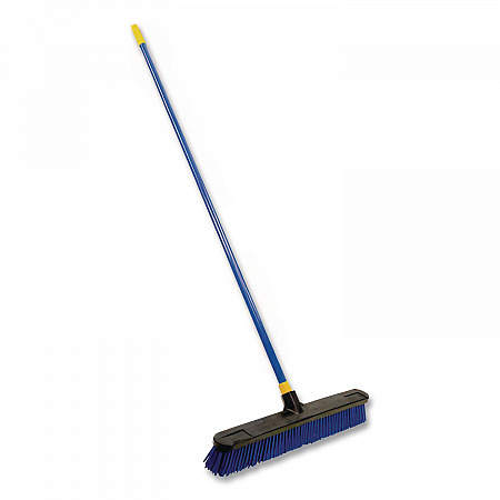 Bulldozer Rough Surface Pushbroom, 24 x 60, PET Bristles, Powder Coated Steel Handle, Blue/Black (599)