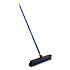 Bulldozer Rough Surface Pushbroom, 24 x 60, PET Bristles, Powder Coated Steel Handle, Blue/Black (599)