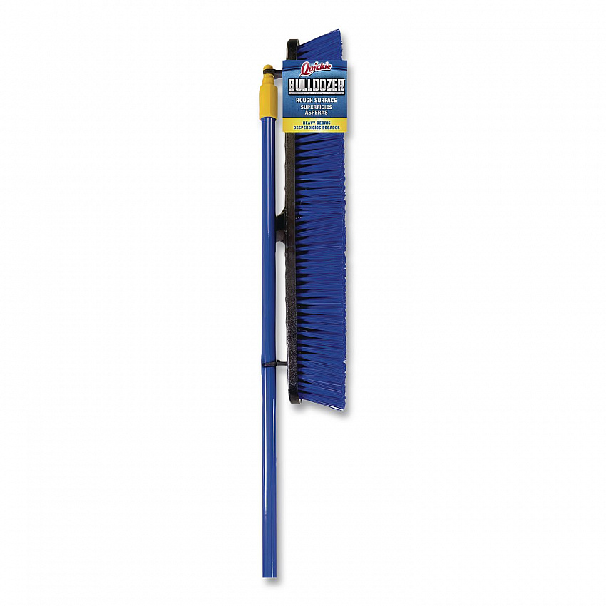Bulldozer Rough Surface Pushbroom, 24 x 60, PET Bristles, Powder Coated Steel Handle, Blue/Black (599)
