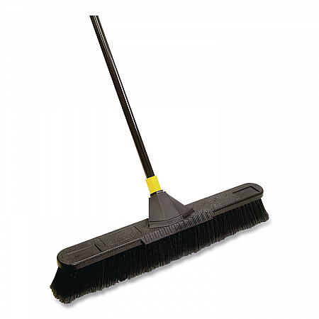 Bulldozer Smooth Surface Pushbroom with Scraper Block, 24 x 60, Powder Coated Handle, Split Tip Tampico Bristles, Black (633)