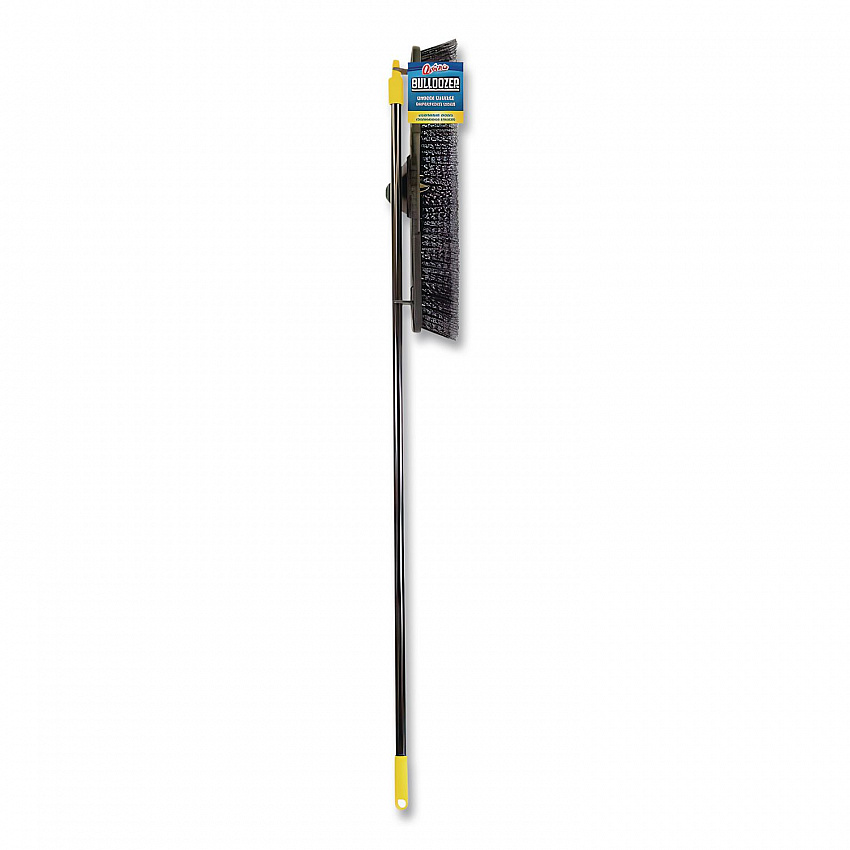 Bulldozer Smooth Surface Pushbroom with Scraper Block, 24 x 60, Powder Coated Handle, Split Tip Tampico Bristles, Black (633)