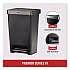 Premier Series III Step-On Waste Container, 12.4 gal, Plastic, Black/Stainless Steel (2120983)