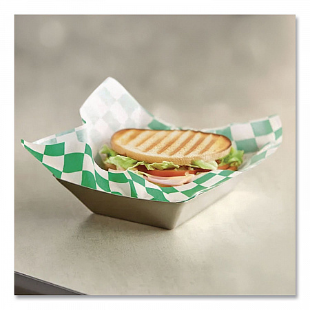 Grease-Resistant Paper Wraps and Liners, 12 x 12, Green Check, 1,000/Box, 5 Boxes/Carton (057950)