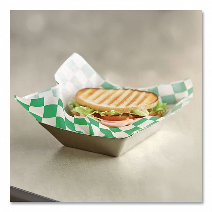 Grease-Resistant Paper Wraps and Liners, 12 x 12, Green Check, 1,000/Box, 5 Boxes/Carton (057950)
