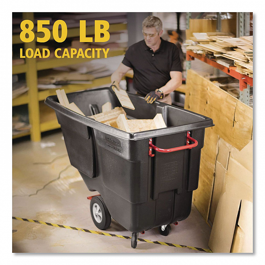 1 cu yd BRUTE Rotomolded Tilt Truck, 850 lb Capacity, Black (1314BLA)