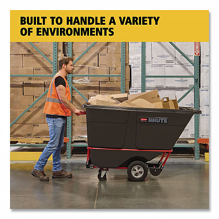 1 cu yd BRUTE Rotomolded Tilt Truck, 2,100 lb Capacity, Black (1316BLA)